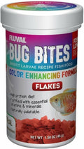 Fluval Bug Bites Color Enhancing Fish Food for Tropical Fish, Flakes for Small to Medium Sized Fish, 1.59 oz., A7347, Brown