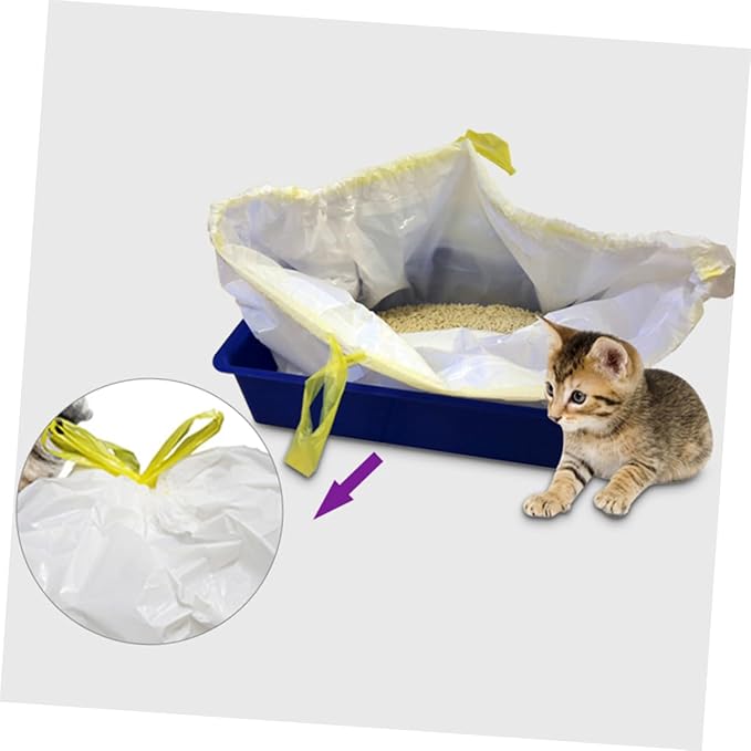 SUPVOX 7pcs Cat Litter Waste Bags and Drawstring Design for Easy -up for Travel and Outdoor Use Pet Poop Bags