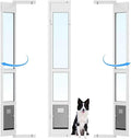 Dog Door for Sliding Glass Door with Magnetic Flat, Installed on Either Left or Right Side，Sliding Door Pet Doggie Door Insert with Lock, Adjustable Height No-Cut Required Doggy Door