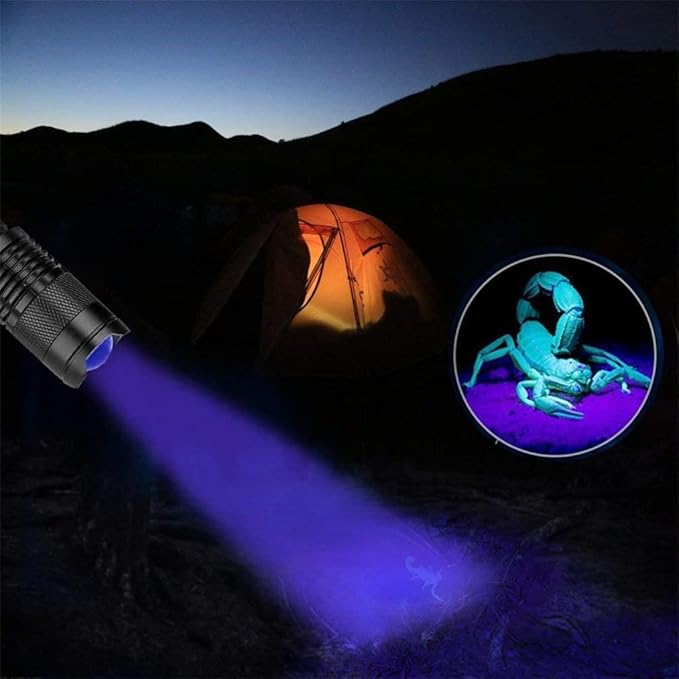 Portable High Brightness Flashlight Black Light for Pet Detector Urine Drying Stains Bugs (D 7.87 * 19cm)