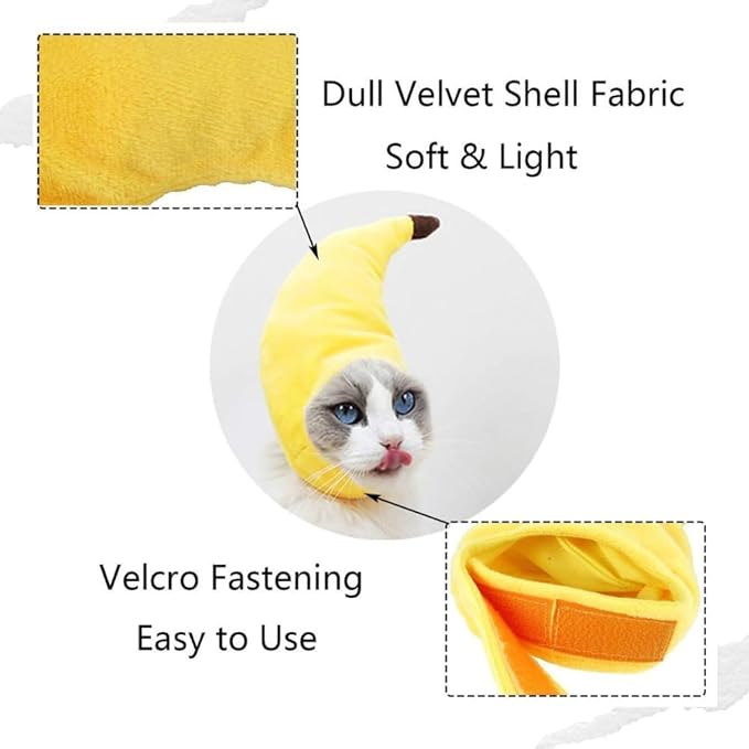 Cute Cat Hats 3-Pack - Banana Frog Pink Bear Costume Set for Kittens, Soft Breathable Dress Up Party Photo Props Accessories for Cats