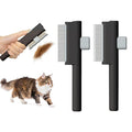 Marchul 2Pcs Pet Comb Flea Comb Set for Cats Dogs, Cat Grooming Brush with Release Button and Stainless Steel Round Teeth, Self-Cleaning Dog Combs for Removing Pet Hair, Knots & Loose Fur, Black