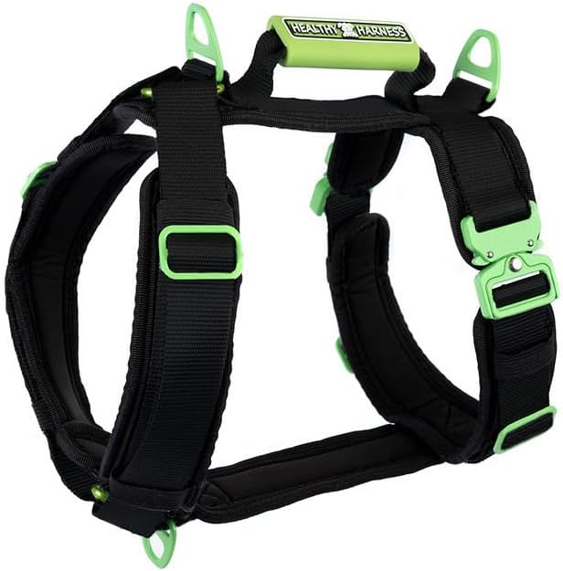 Ultimate Urban Premium Dog Harness - No Choke/Pull/Escape Dog Harness with Adjustable Padding, Heavy Duty, Easy On/Off, High Strength Buckles, Emergency Handle and 3 Connect Points (Black, XL)