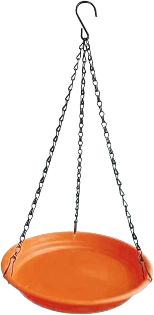 Hanging Bird Feeder and Waterer Tray Bird Food Tray Outdoor Birdbath Hanging Backyard Birdbath for Garden Balcony Trees Lawn, Brown Red