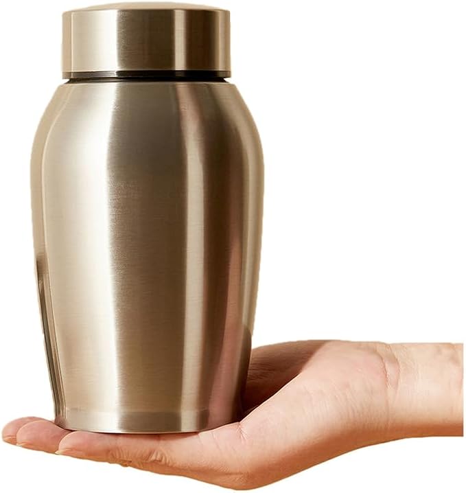Small Memorials Cremation Urns for Dogs Cats Ashes Stainless Steel Silver Pet Urns Funerary