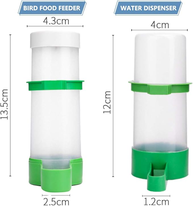 2PCS Automatic Bird Water Dispenser with 1PCS Food Feeder for Cage Pet Parrot Budgie Lovebirds Cockatiel