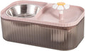 2 in 1 Cat Fountain and Food Bowl, Automatic Pet Water Dispenser, Cat Feeding and Watering Supplies (Pink)