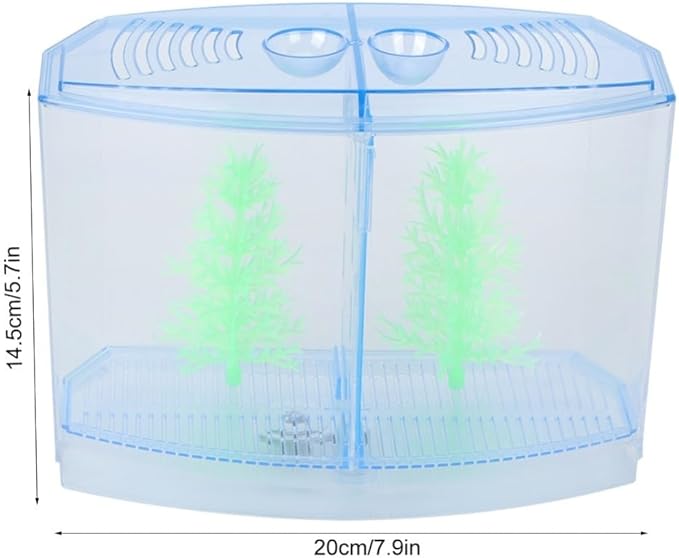 Mini Fish Breeding Box Acrylic Isolation Tank with Dirt Groove for Aquarium Fish Observation and Protection(Double)