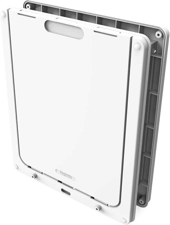 Dog Mate Lockable Large Dog Door (216) - Flap for Large Dogs and Cats, for UPVC, Wall and Wood, Securely Designed for Your Pets, White
