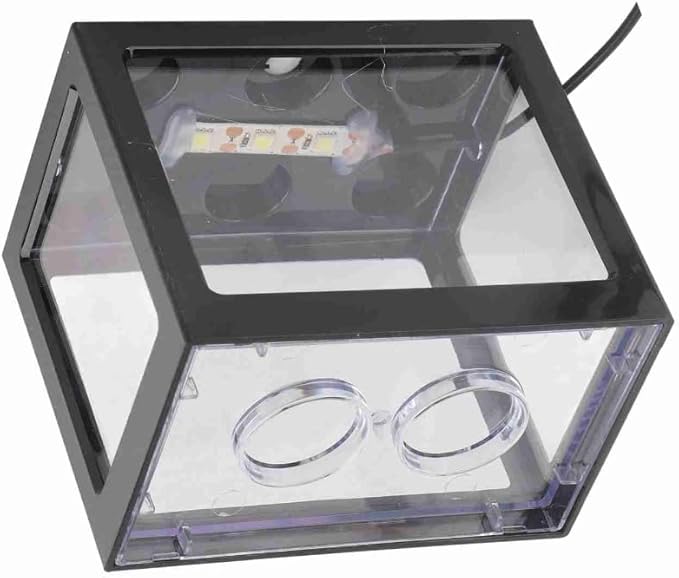 Mini USB LED Aquarium Fish Bowl Plastic Tank with White Light for Desk Tabletop Decor Energy-Saving Office Accent(Black)