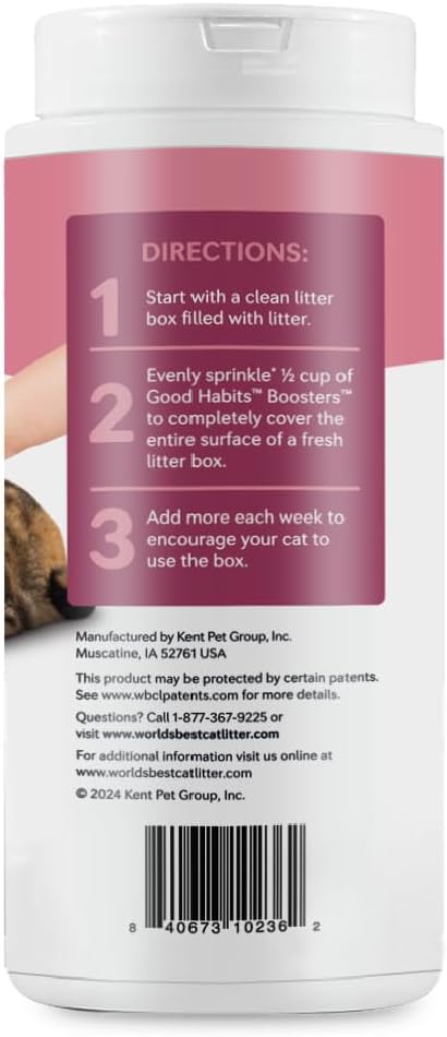 WORLD'S BEST CAT LITTER® Boosters™ Good Habits™ Natural & Sustainable-Litter Additive Attracts Your Cat to TheLitter Box and Helps Avoid Accidents Plant-Based Attractant 18oz Canister(Pack of 2)