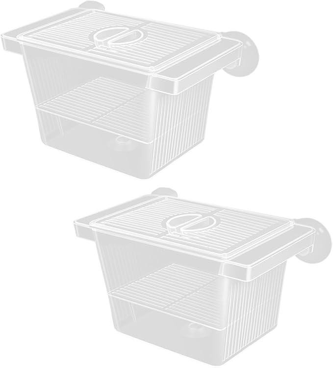Multiuse Fish Isolation Container Breeding Incubator with Suction Cup 2 Dividers for Aggressive Newborns 2PCS Breeding Tanks