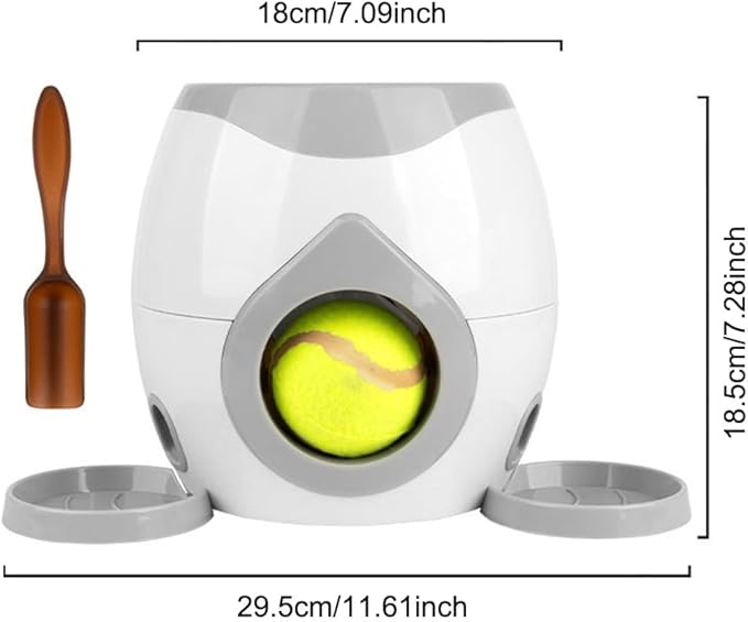 Automatic Dog Ball Launcher Dog Tennis Food Reward Machine Interactive Dogs Ball Thrower Slow Feeder for Small and Medium Dogs (Light Grey)
