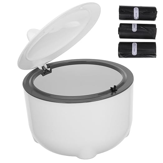 Happyyami 1set Sealed Cat Litter Disposal Bin with Replacement Bags Odor-Controlled Pet Waste Container for Home Elegant Design for Maintaining Living Spaces
