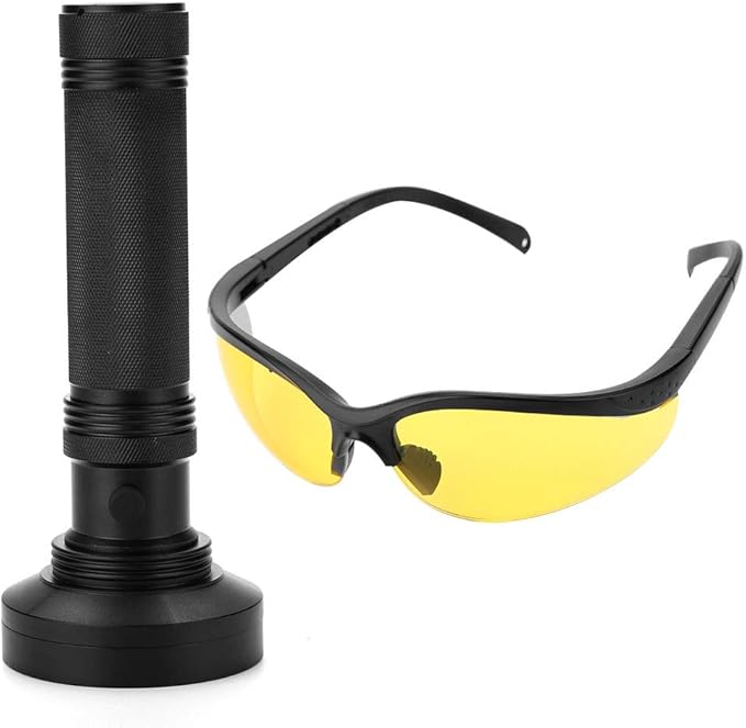 100 LEDs Flashlight, Pet Urine Detector, Aluminum Alloy, with Sunglasses for Scorpion Currency ID Card