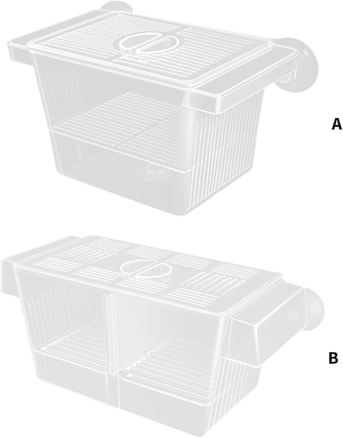 Multiuse Fish Isolation Container Breeding Incubator with Suction Cup 2 Dividers for Aggressive Newborns 2PCS Breeding Tanks