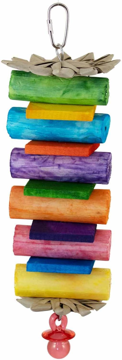 Super Bird Creations SB1199 Sola Balsa Stack Bird Toy - Bird Enrichment Toys, Wooden Bird Toys for Small/Medium Bird Size, Ideal for Parakeets and Cockatiel, Natural Bird Toys for Cage Play