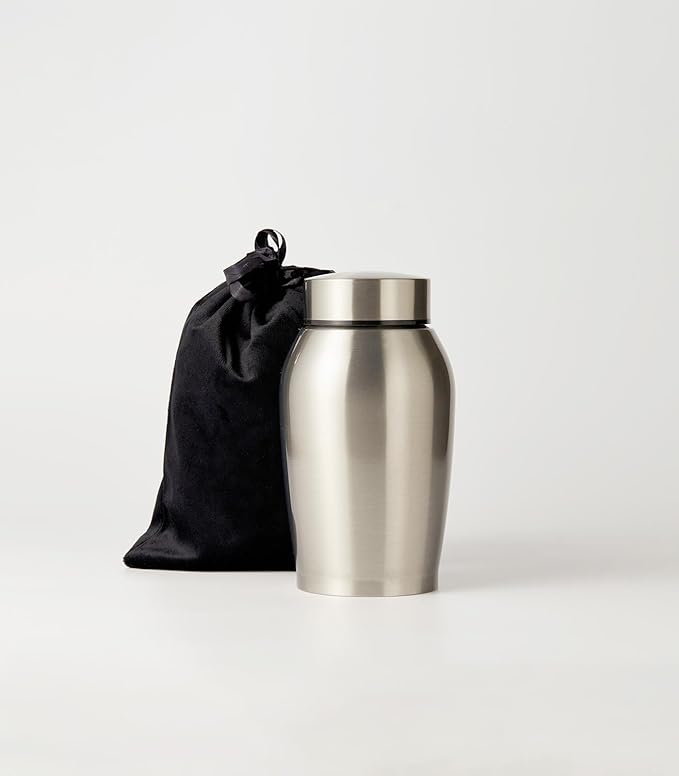 Small Memorials Cremation Urns for Dogs Cats Ashes Stainless Steel Silver Pet Urns Funerary
