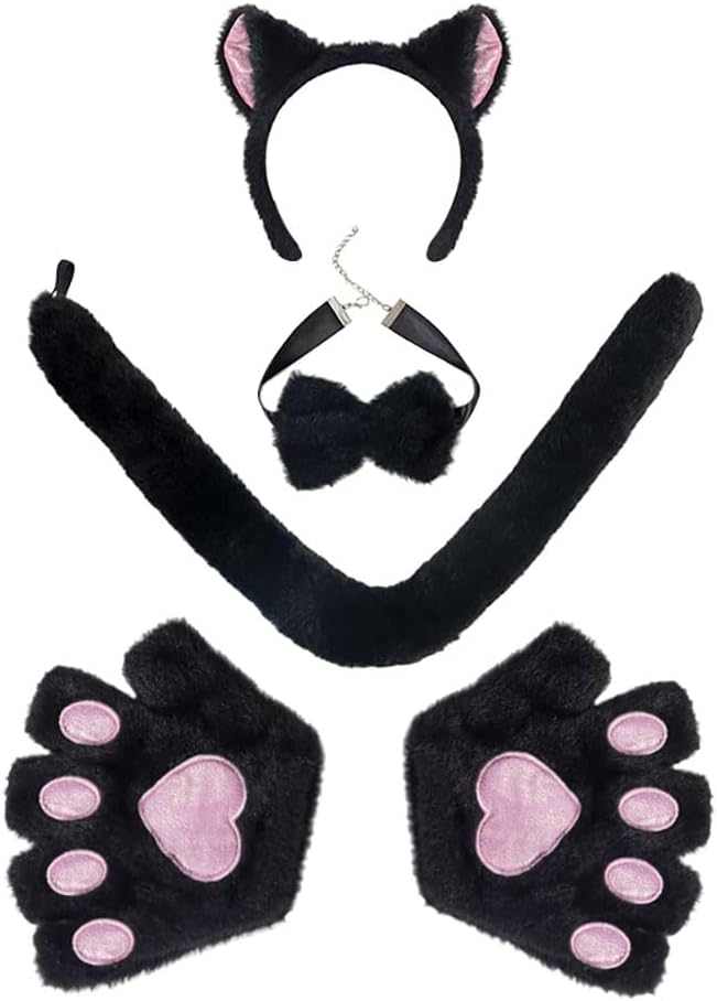 Himine Cat Cosplay Costume With Ears, Tail, Paws, Bow Tie