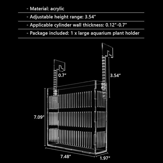 La La Pet®Adjustable Hanging Aquarium Plant Holder Acrylic Breeder Box for Fish Tank Transparent Hatching Incubator Box Isolation Box for Small Fish Large