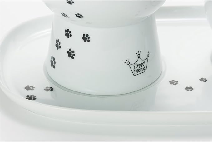 Necoichi Raised Cat Bowl Dining Tray (White, Single)
