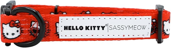 Sassy Woof Cat Collar Hello Kitty® Red Classic - M, Adjustable, Durable, Comfortable, Patented Design and Stylish Pet Accessories for Medium Cats