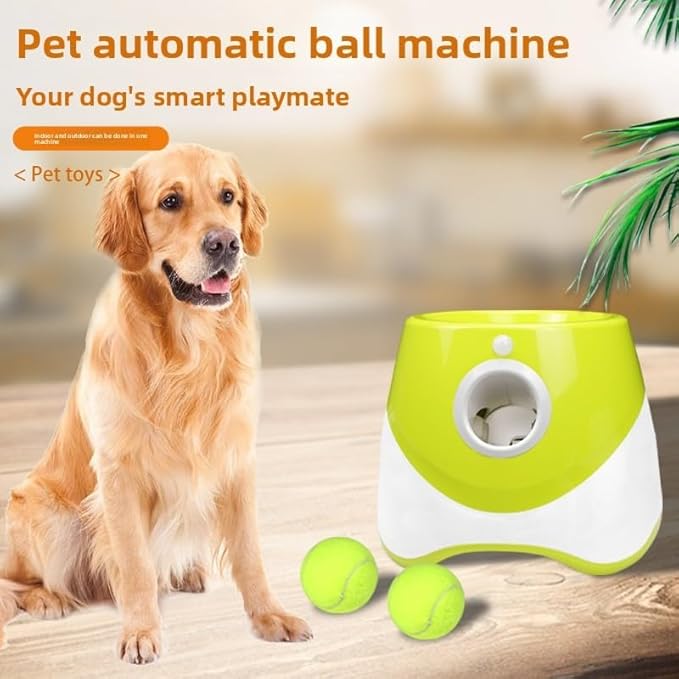 Eaacaa 2025 Upgraded Ball Thrower with 3 Tennis Balls Automatic Ball Thrower for Dogs, Mentally Stimulating Training Dog Toy for Medium and Large Dogs (Green)