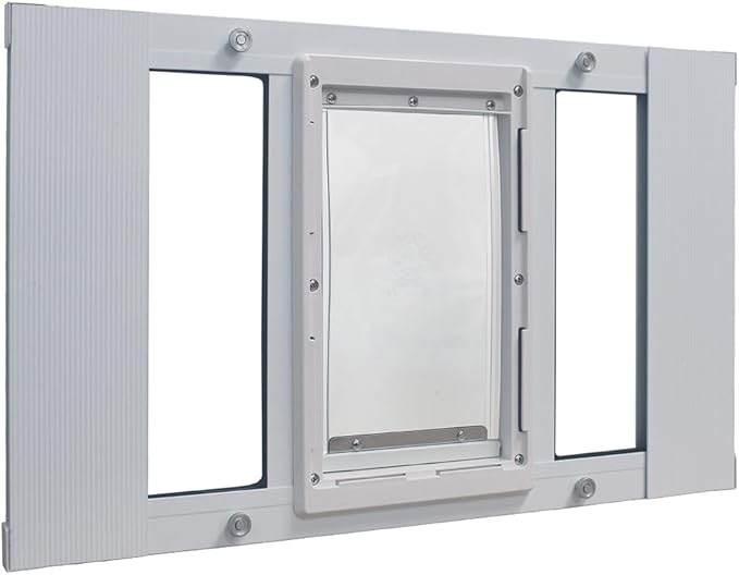 Ideal Pet Products Aluminum Sash Window Pet Door, Adjustable to Fit Window Widths from 27" to 32", Medium 7” x 11-1/4” Flap Size