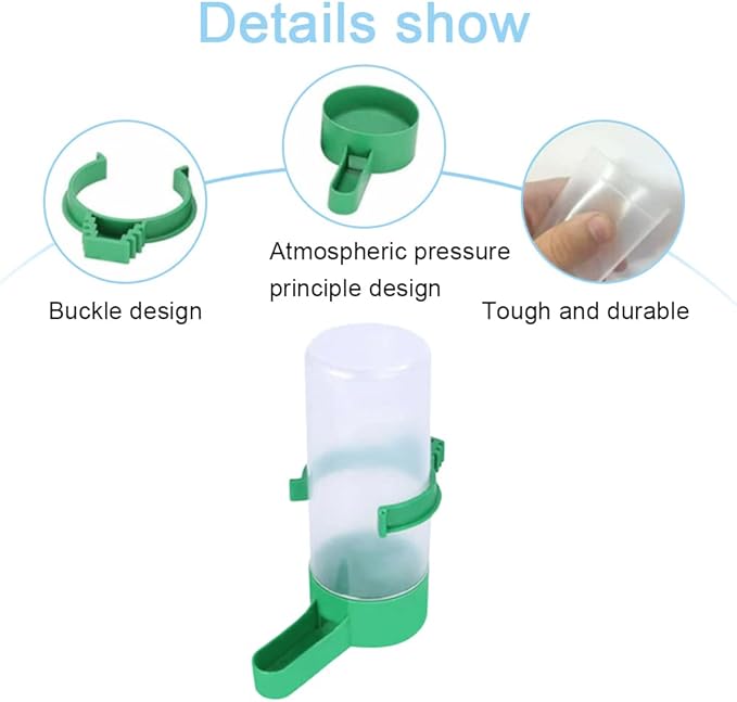 4 Pack Plastic Bird Water Dispenser Automatic Bird Cage Water Dispenser Food Drink Bowl for Cage Aviary Parrots Budgie Cockatiel Lovebirds 60ml Lovebirds