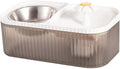 2 in 1 Cat Water Fountain and Food Bowl,Cat Fountain Water Bowl,Pet Water Bowl Fountain,Automatic Pet Water Dispenser,Cat Food and Water Bowl Set,Cat Feeding and Watering Supplies(White)