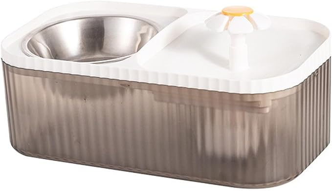 2 in 1 Cat Water Fountain and Food Bowl,Cat Fountain Water Bowl,Pet Water Bowl Fountain,Automatic Pet Water Dispenser,Cat Food and Water Bowl Set,Cat Feeding and Watering Supplies(White)