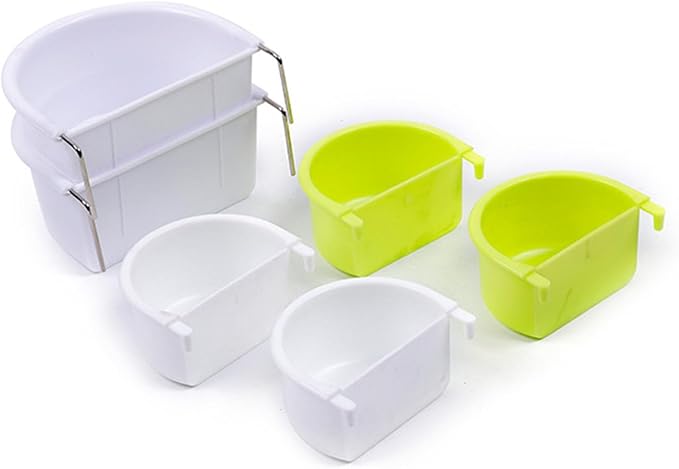 2Pcs Bird Feeding Dish Sturdy Hanging Feeding Bowl Easy to Install Bird Food Tray Bird Cage Accessories for Conures Lovebirds, 10.9cmx9.8cmx5.4cm, Optional