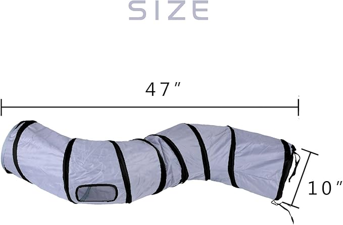 Cat Tunnel for Indoor Cats Interactive, Rabbit Tunnel Toys, Pet Toys Play Tunnels for Cats Kittens Rabbits Puppies Crinkle Pop Up Gray 47" Shape S