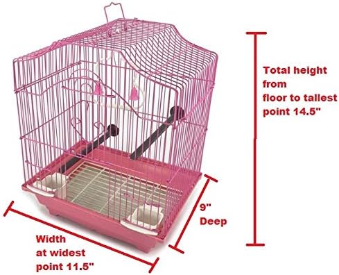 Pink 14-Inch Small Wire Bird Cage – Perfect for Budgies, Finches, Canaries, Lovebirds, Parakeets, and Small Parrots