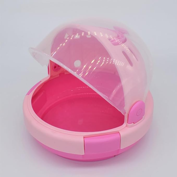 Kisangel Portable Bird Travel Cage with Handheld Pink Space Capsule Design and Cushioned Mat, Small Parrot Carrier Suitable for Budgerigars and Young Birds Outdoors