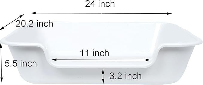 2 Pack Extra Large Dog Litter Box Pan Tray (ABS Material), Low Entry Jumbo Senior Litter Boxes for Multiple Kitten Big Cats, Pet Safe Indoor Dog Potty (White, 24" L x 20" W)
