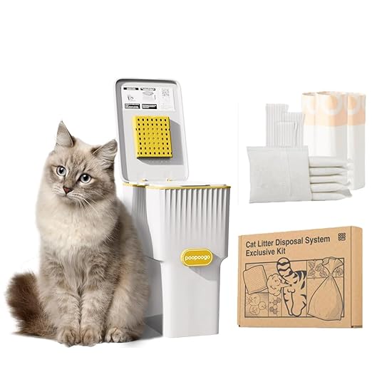 Cat Litter Trash Can + Litter Bag (3 Rolls Cat Waste Bag + 6 Deodorizing Bags+3 Pice Cable Tie)