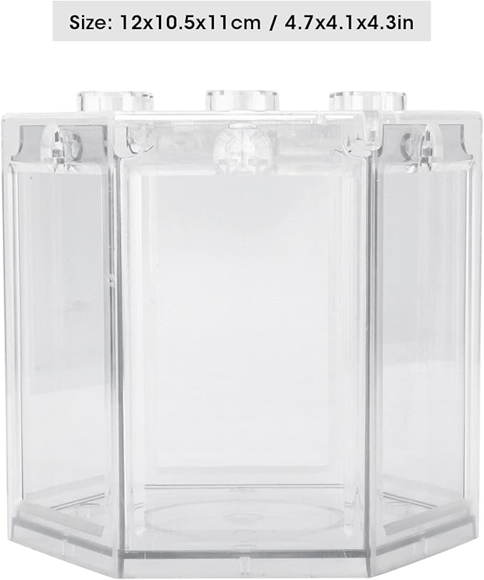 Fydun Betta Aquarium S R Kits, Small Fish Hex Shape Superimposable Portable Kits, No Clean Aquariums Mini for Office DecorationBlack Corners Clear Loving Kids Lovers Decoration (Clear)