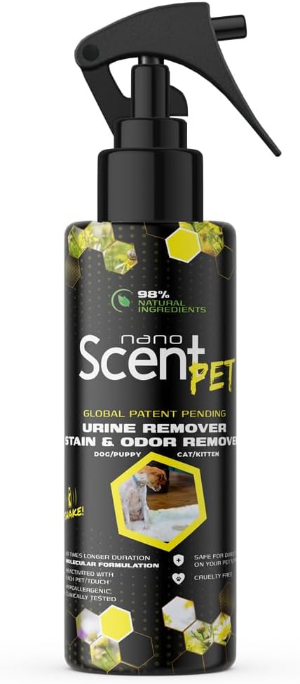 PET Urine Remover for Dogs & Cats, Eliminates Odors & Stains, 98% Natural Ingredients, Safe for Pets & Home, Bio-Active Enzymes + Long-Lasting Fresh Scent, Carpet, Floors & Furniture (200mL)