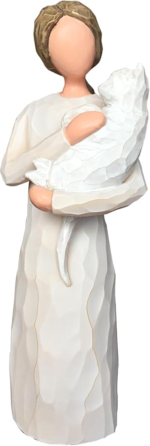 FRUMOASA White Cat Memorial Gifts, Loss of Cat Sympathy Gifts for Cat Mom, Pet Cat Remembrance Gifts, Cat Angel Figurine Statue for Cat Lovers in Memory of Passing Away Cat