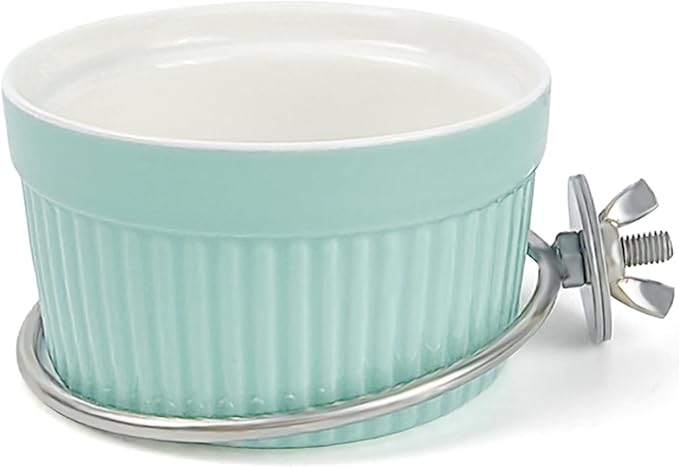 Bird Feeder for Cage Bowl, Ceramic Parrot Feeding Cups - Automatic Easy to Clean & Install, Dishwasher Safe Small Animal Food Water Bird Dish for Parrots, Cockatiels, Canaries
