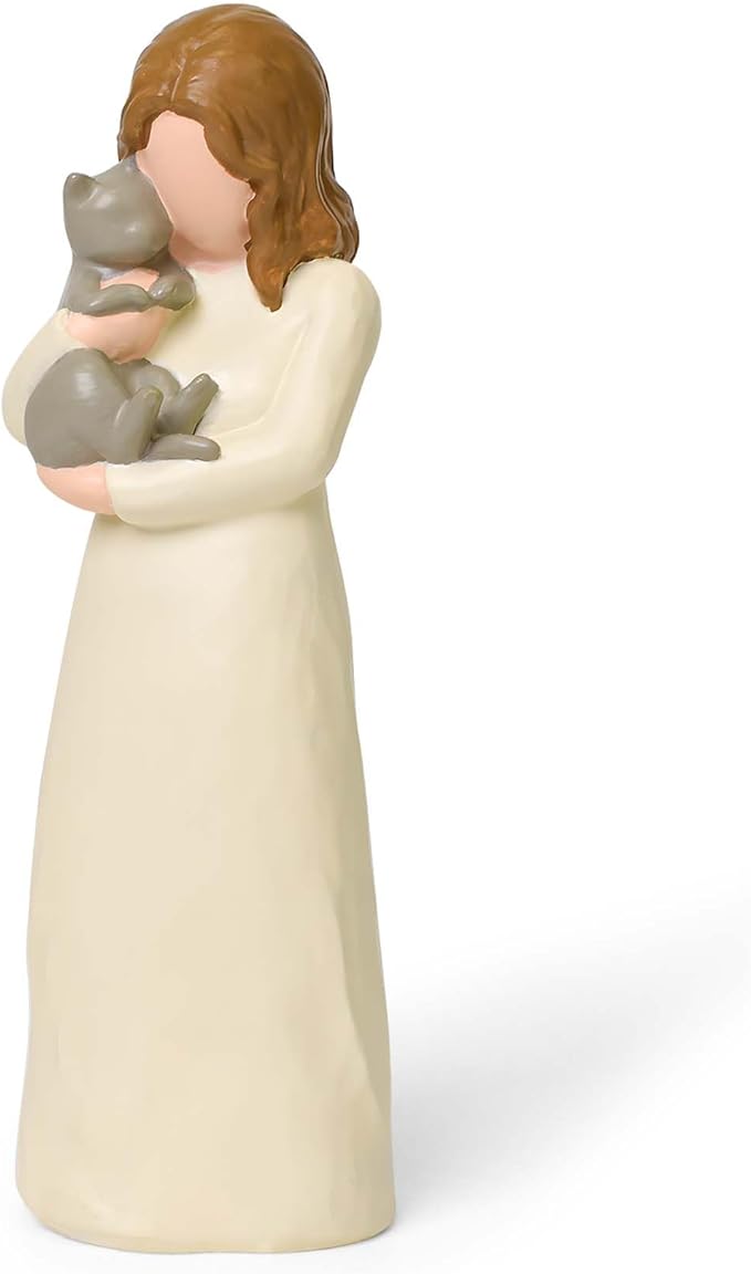 Cuayaes Grey Cat Memorial Gifts for Loss of Cat Sympathy Gift, Friendship Guardian Angel Statue Pet Remembrance Gifts for Women Cat Lovers