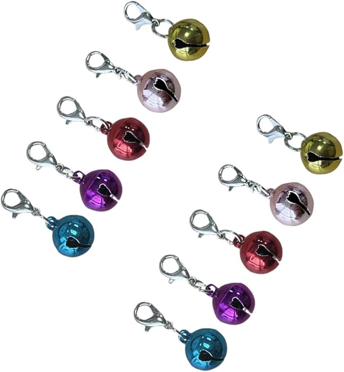 50PCS Pet Collar Bells, Colorful Metal Round Charms with Clasps for Dogs, Cats, Kittens and Small Animals – Loud Crisp Sound Jingle Bells for Christmas Decor and Accessories