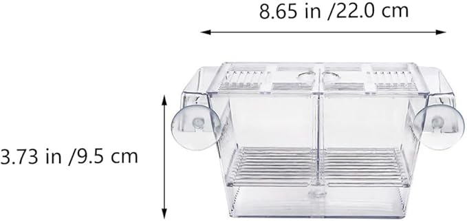 2-Layer Aquarium Fish Breeding Box 22x9.5x10cm Fry Incubation Container Fish Isolation Tank for Guppy and Betta Fry Hatchery