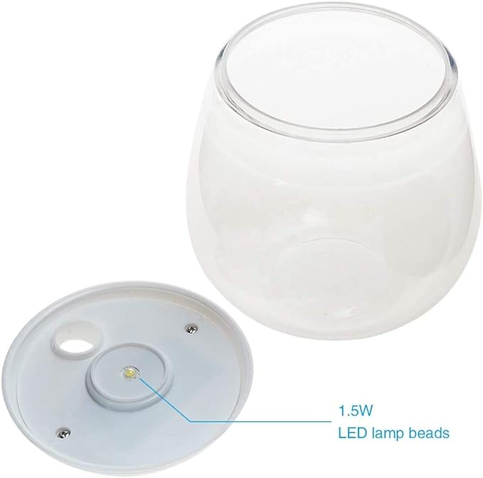 Mini Betta Fish Tank, Small Fish Bowl, Plastic Fish Tank with Lid, Desktop Clear Round Fish Bowl and LED for Small Fish, Insect, Shrimp, Crab, Jellyfish Goldfish, Room Decor (with Charger Pattern)