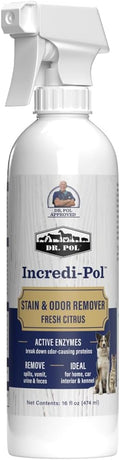 Dr. Pol Incredi-Pol Stain & Odor Remover | Eliminates Dirt, Urine | Safe and Effective Around Pets & Their Favorite Spots | Trigger Spray for Easy Use | 16 oz | Fresh Citrus
