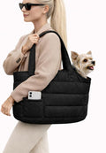 Dog Purse Carrier for Small Dogs, Puffer Dog Bag, Portable Travel Tote Bag for Small Dogs, with Safety Leash & Phone Pocket