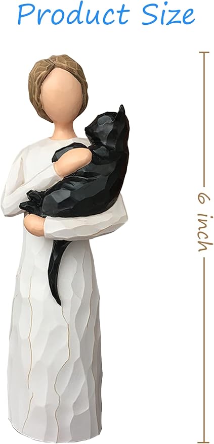 FRUMOASA Cat Memorial Gifts, Cat Loss Sympathy Gift for Cat Mom, Black Cat Bereavement Gifts, Cat Death Gifts Angel Figurine for Cat Lovers in Memory of Passed Away Cat