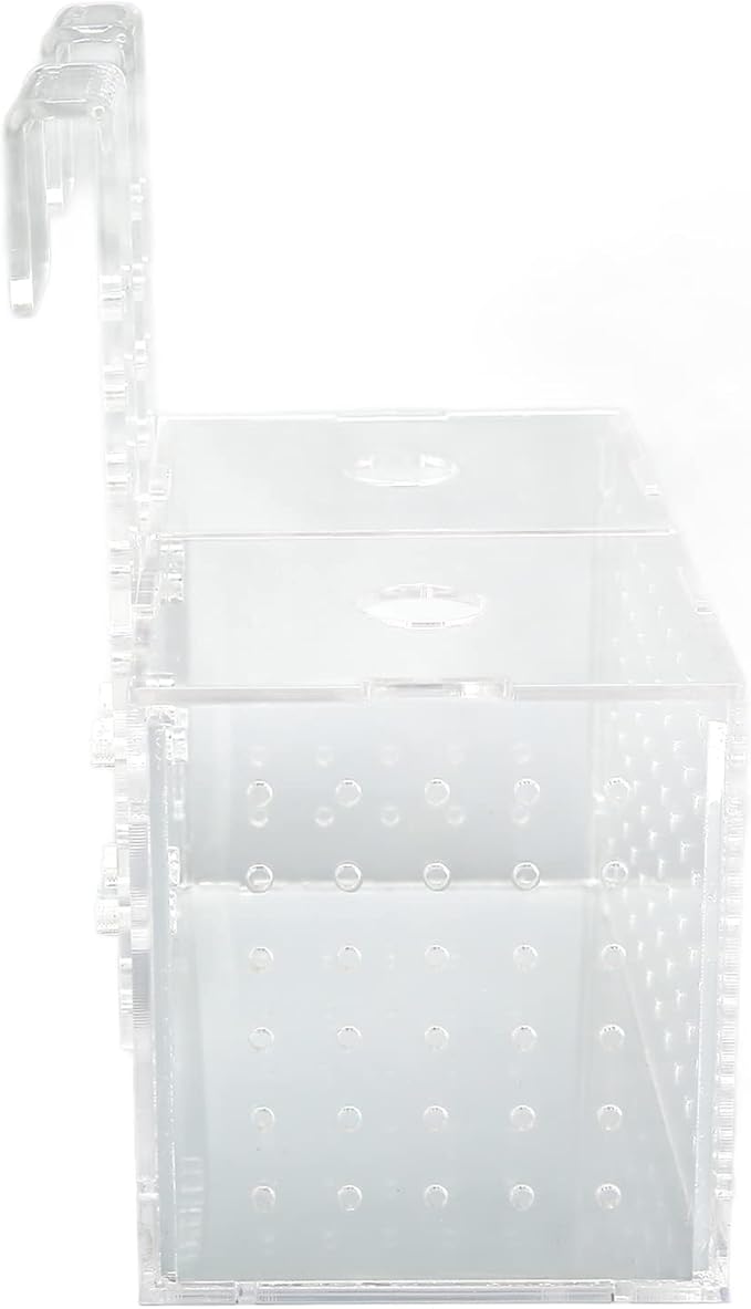 Aquarium Fish Breeding Box | Transparent Acrylic Hatchery with Adjustable Hooks | Isolation Tank for Guppies/Fry/Betta Fish | 360° Water Flow Holes (17 * 9 * 10CM)