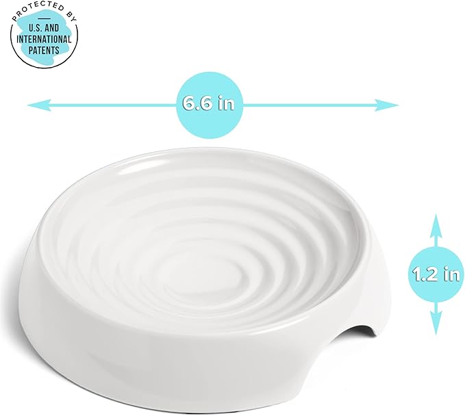 CatGuru Cat Bowls, Whisker Friendly Food Bowl for Indoor Cats, Reliefs Whisker Fatigue, Wide Kitten Dish, Non Slip Pet Dishes, Shallow Pet Plates (Marshmallow)